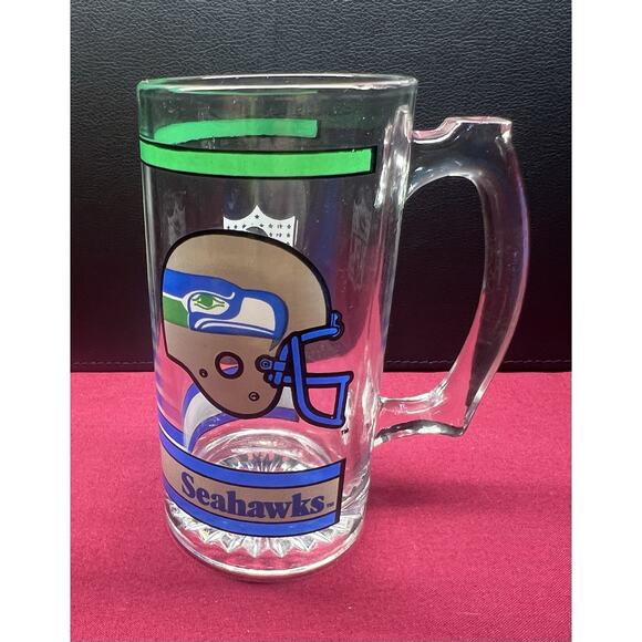Vintage Heavy Glass Beer Mug‎ NFL Seattle Seahawks Football 12 oz. - Picture 1 of 7